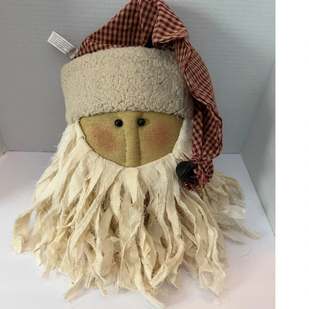 Primitive Country Santa Claus Head Rustic Farmhouse Christmas‎ Decor. NEW W TAG